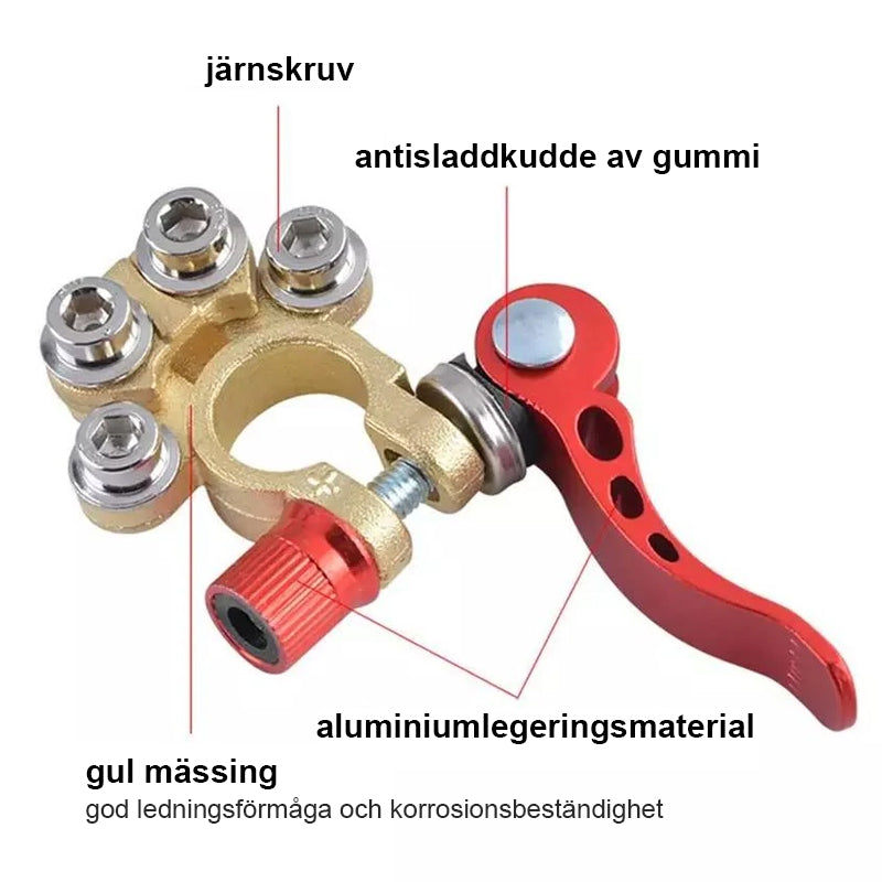 "Terminalkontakt i mässing och rostfritt stål, hållbar och korrosionsbeständig för säkra elektriska anslutningar i fordon."