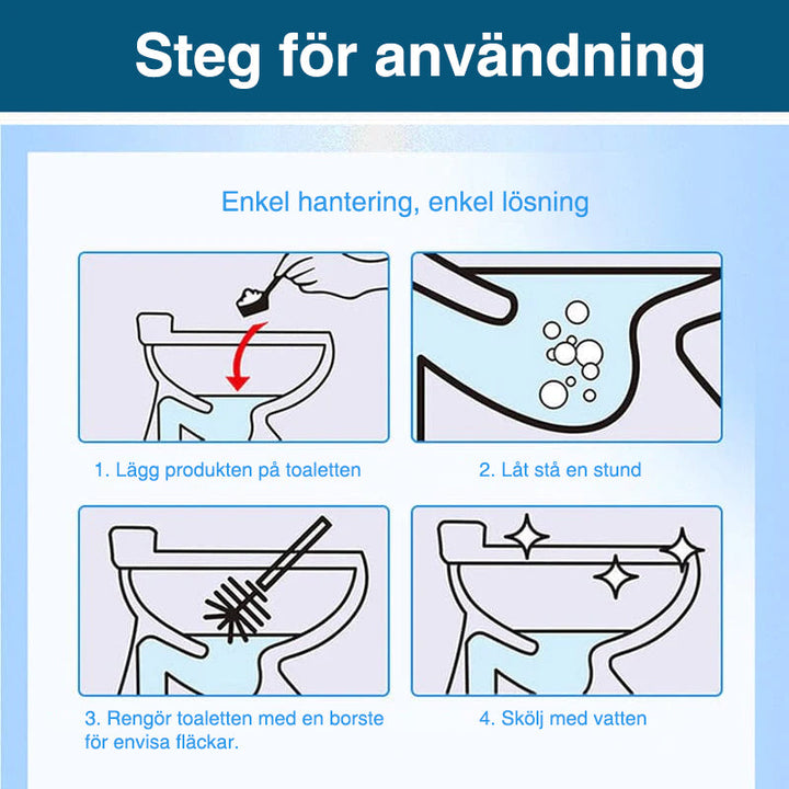 "Toalettaktivt syremedel för rengöring, vit flaska, eliminerar bakterier och fläckar för en ren och fräsch toalett."