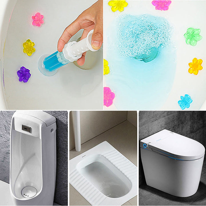 "Toalettrengöringsgel i flera färger för fräschhet och hygien, 80g långvarig effekt i badrum, enkel applicering."