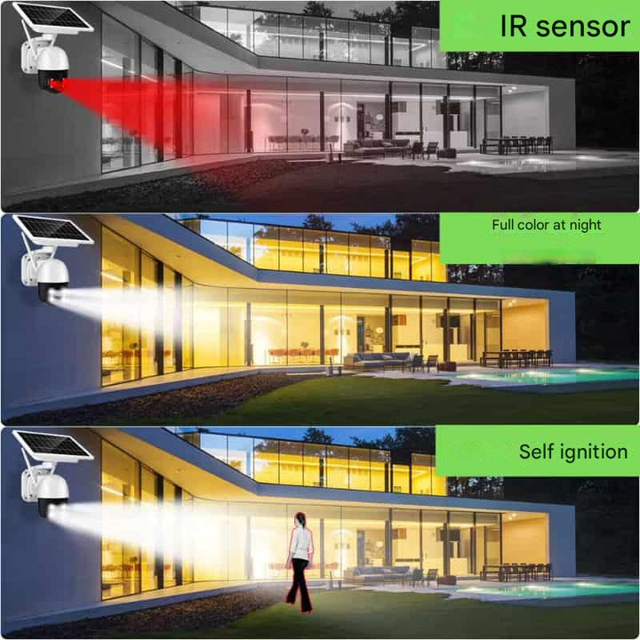 Trådlös 4K säkerhetskamera med zoomfunktion för detaljerad övervakning av större områden.