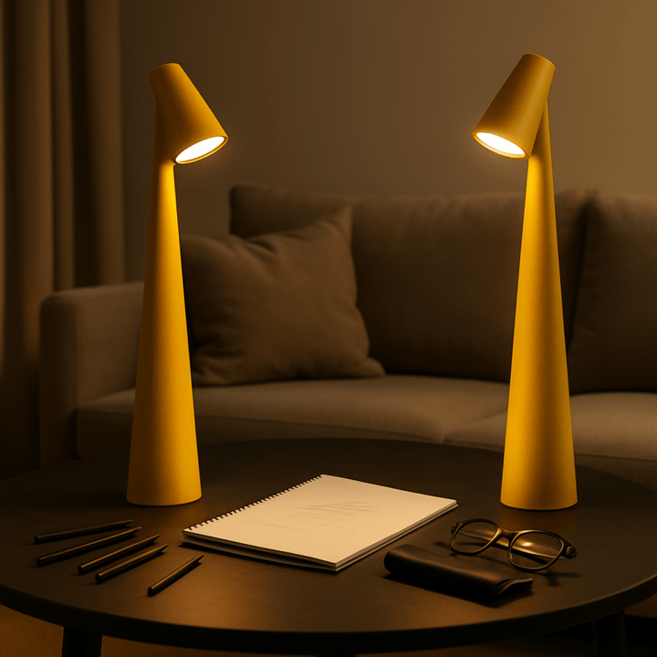 Bordslampa med trådlös frihet. Dimbart LED-ljus, uppladdningsbar för flexibel användning inne/ute.