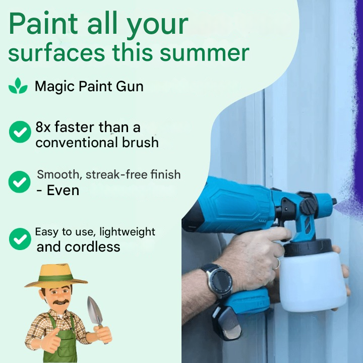 Ergonomisk elektrisk spraypistol för snabb och jämn applicering av målarfärg vid renovering.