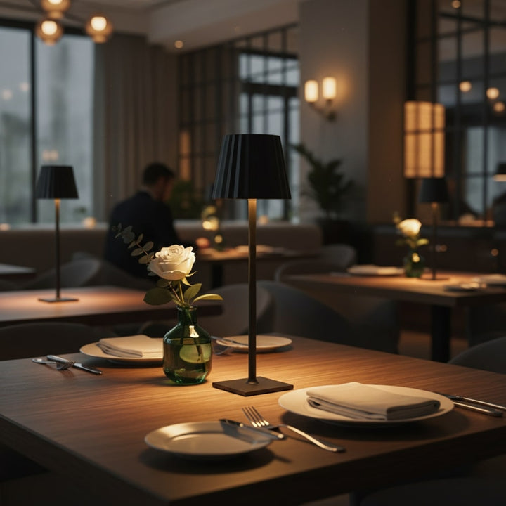 Batteridriven trådlös bordslampa med LED. Perfekt som sänglampa eller för uteplatsen.