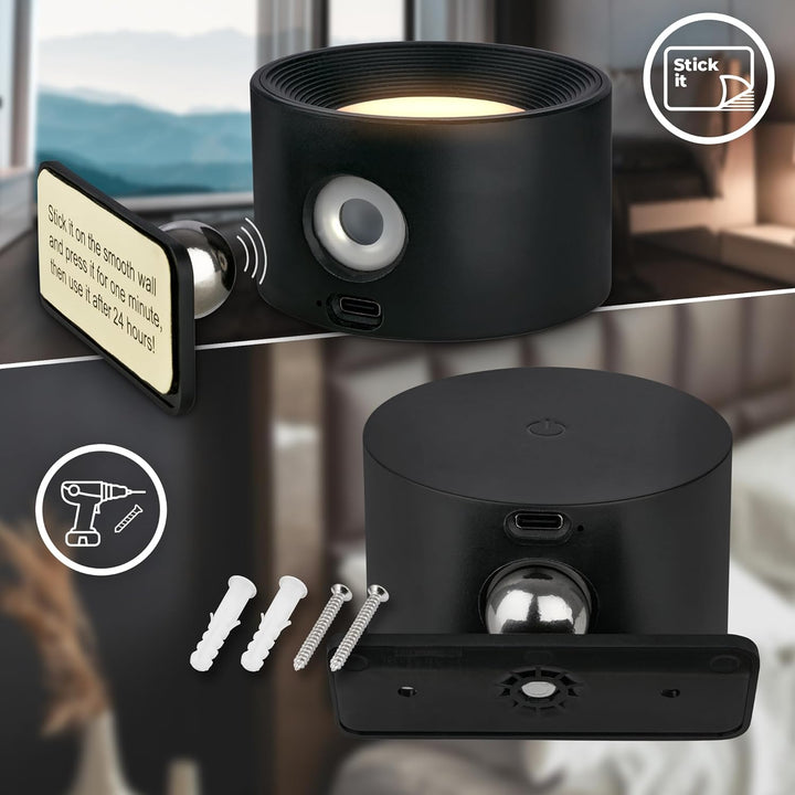 Smidig hallbelysning. Trådlös LED-lampa med rörelsesensor, fungerar som nattlampa. USB-C uppladdningsbar.