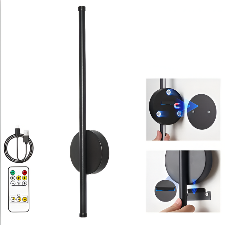 Vägglampa LED, dimbar med justerbar ljusstyrka, trådlös för sovrum, vardagsrum eller hall.