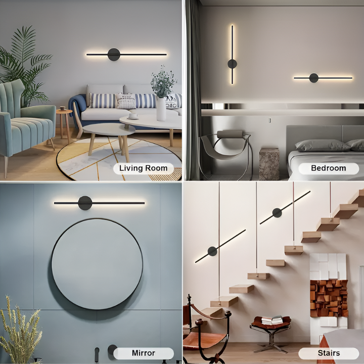 Elegant LED vägglampa med fjärrkontroll, perfekt som dimbar sovrumsbelysning med magnetisk montering.