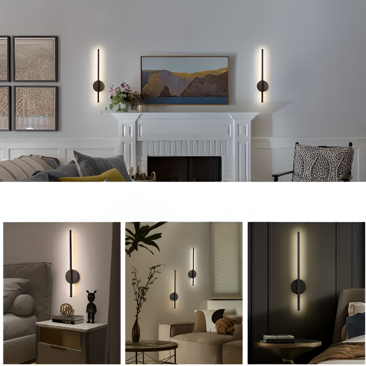Smart trådlös vägglampa med justerbar ljusstyrka, idealisk för vardagsrumsbelysning och heminredning.