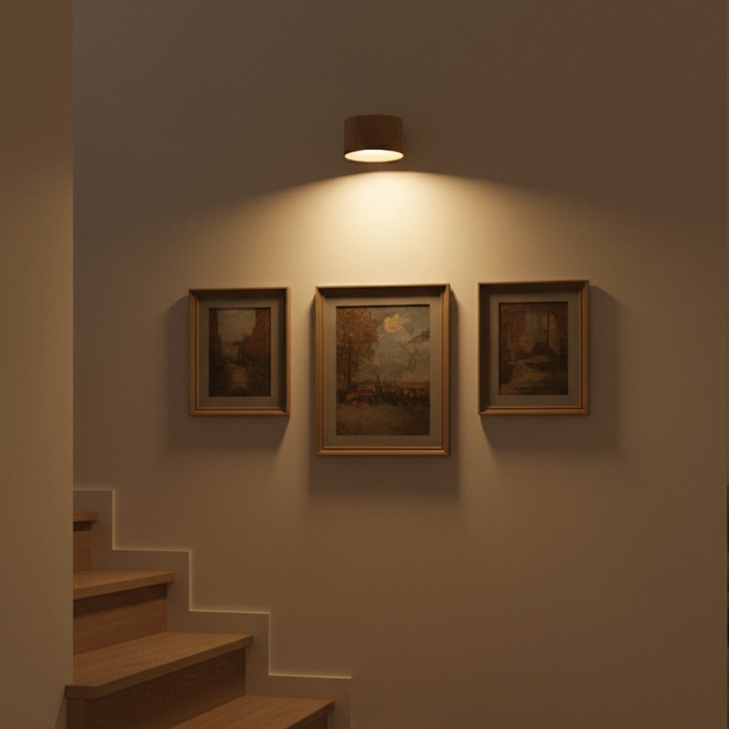 Stilren laddbar vägglampa med nordisk design och LED-belysning, enkel att styra med fjärrkontroll.