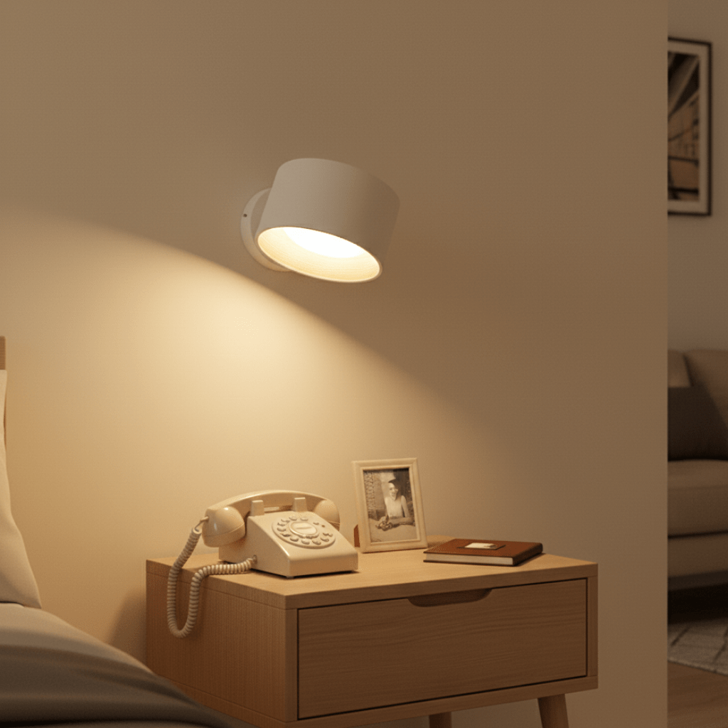 Modern trådlös vägglampa för heminredning, med LED-ljus och praktisk fjärrkontroll. Nordisk stil.