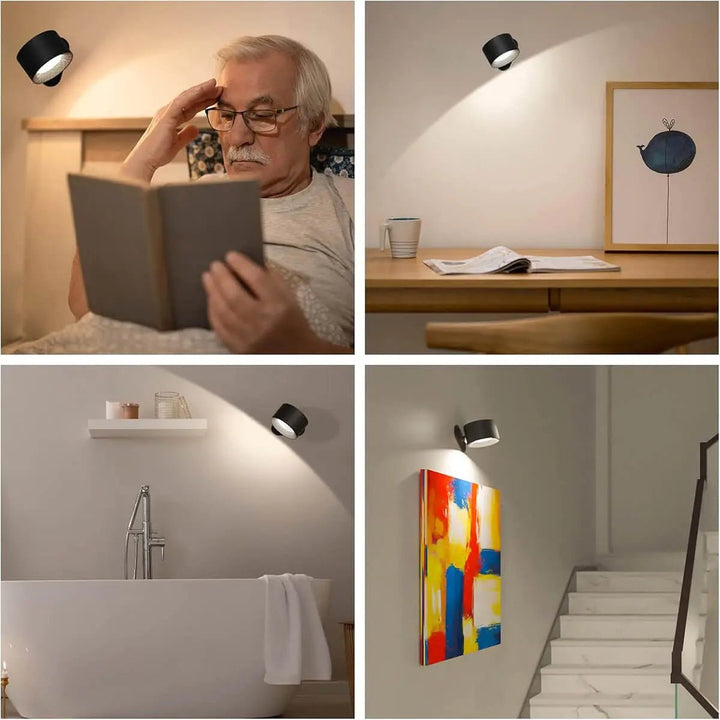 Mångsidig trådlös vägglampa, perfekt för stämningsljus. LED-belysning, laddbar och fjärrstyrd. Nordisk stil.
