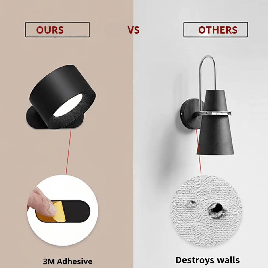 Minimalistisk nordisk vägglampa, trådlös med LED-ljus och fjärrkontroll. Perfekt för modern inredning.
