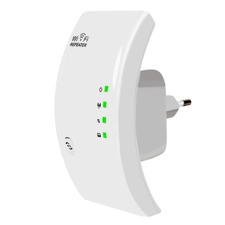 Trådlös WiFi-förstärkare för att eliminera döda zoner och ge stabil uppkoppling i hemmet.