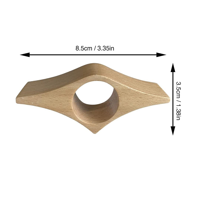 Trä pressbokläsare i elegant valnöt för enhandshantering, med slät yta och rundade kanter, ideal för bokälskare.