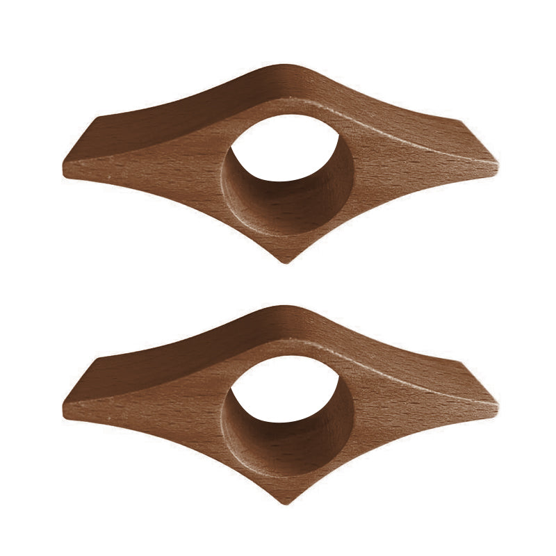 Trä pressbokläsare i elegant valnöt för enhandshantering, med slät yta och rundade kanter, ideal för bokälskare.