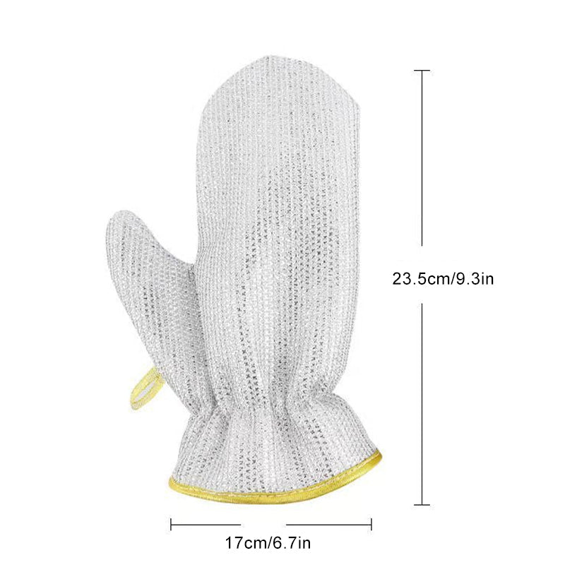 "Tråddiskhandskar i bambufiber, silverfärgade med halkfri design, perfekt för hushållsrengöring och köksarbete."