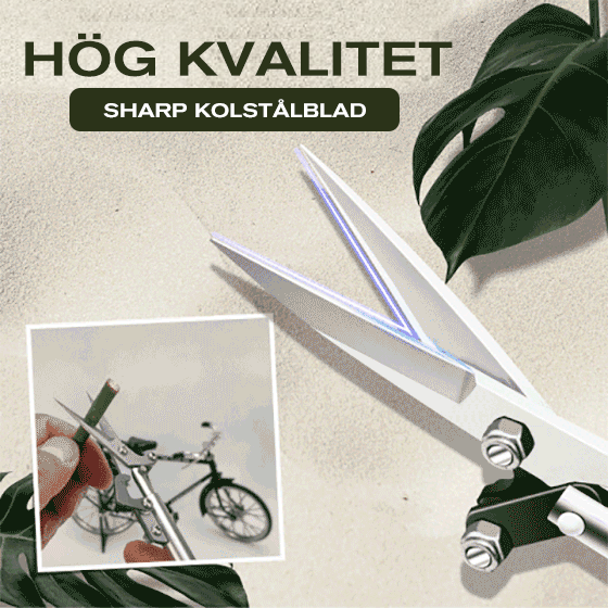 "Trädgårdssekatör med ergonomiskt blått och svart handtag, idealisk för beskäring av grenar i trädgårdsarbete."