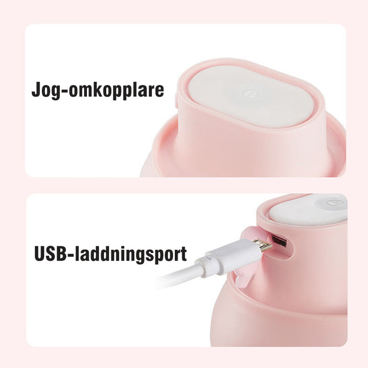 Trådlös bärbar elektrisk matberedare i elegant design för snabb matberedning i modernt kök. Kompakt och USB-uppladdad.