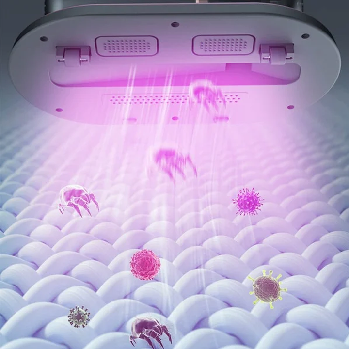 "Trådlös dammsugare med UV-sanering, kraftfull sugkraft, HEPA-filter, och tvättbar dammbehållare i modern design."