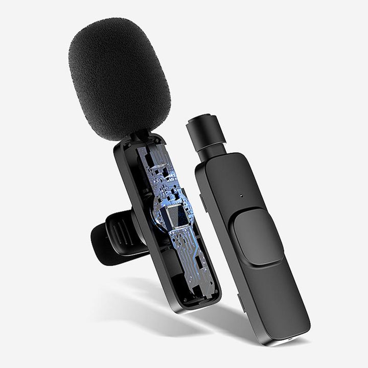 Trådlös lavaliermikrofon för mobila enheter med 360° ljudupptagning och brusreducering, perfekt för podcaster och videor.