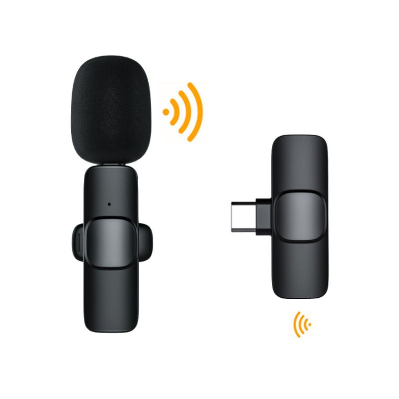 Trådlös lavaliermikrofon för mobila enheter med 360° ljudupptagning och brusreducering, perfekt för podcaster och videor.