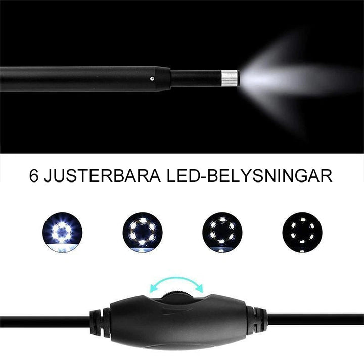 "Trådlös öronendoskop med HD-kamera, 5,5 mm lins, wifi-kompatibel, säker design, enkel användning, svart modern finish"