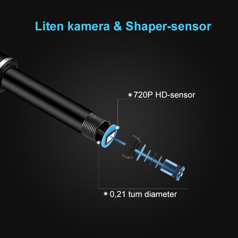 "Trådlös öronendoskop med HD-kamera, 5,5 mm lins, wifi-kompatibel, säker design, enkel användning, svart modern finish"