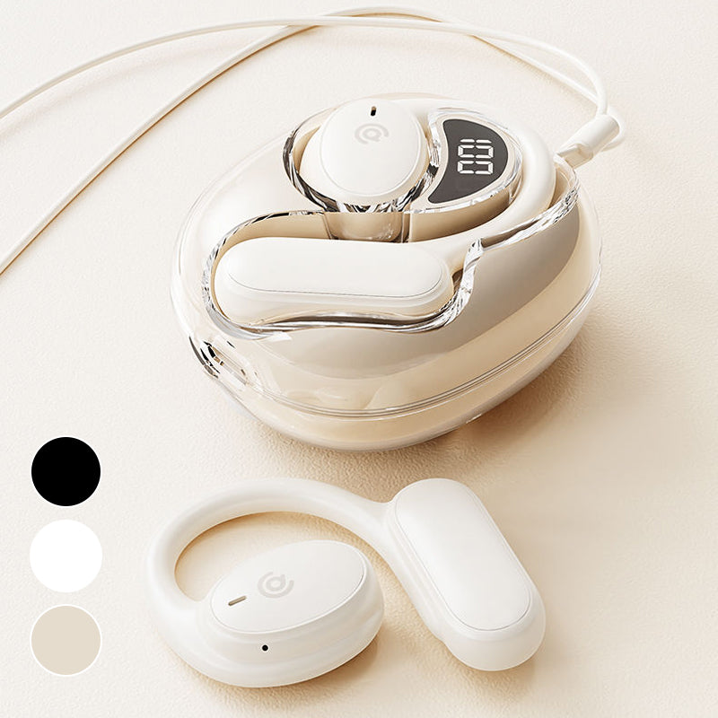 "Trådlösa benledning Bluetooth hörlurar, ergonomisk design, hudfärgad, idealisk för bekväm och medveten ljudupplevelse."