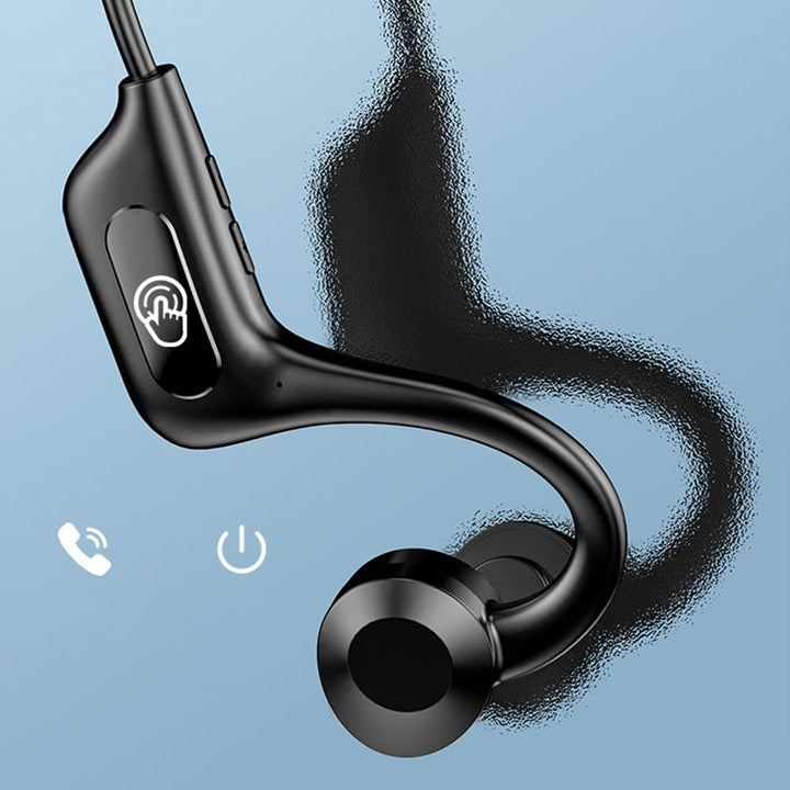 "Trådlösa benledningshörlurar med ergonomisk design, bekväm passform för alla aktiviteter, Bluetooth-anslutna."