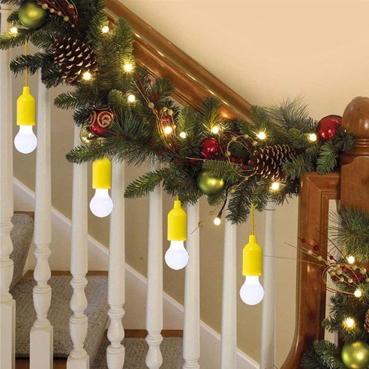 "Trådlösa retro LED-lampor i färger, blå, grön, gul, för hem och camping, hängs med snöre, enkel belysning."