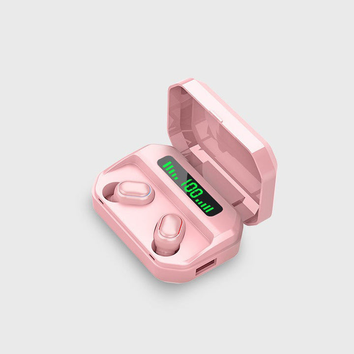 "Trådlöst Bluetooth-headset med fyrkantigt hål, vattentät design, ergonomisk passform och 3D-stereo, flera färgval."