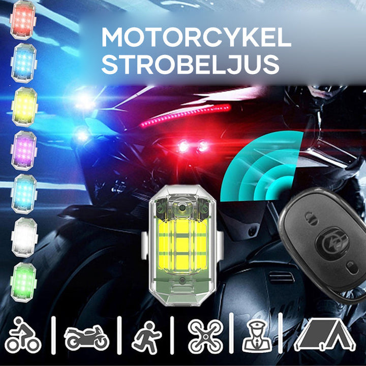 Trådlöst LED-stroboskopljus, hög ljusstyrka, mångfärgat, vattentåligt design för utomhusbruk. Perfekt för kvällsäventyr.