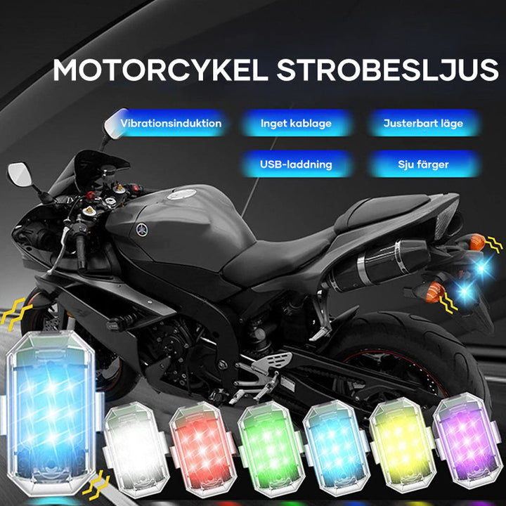 Trådlöst LED-stroboskopljus, hög ljusstyrka, mångfärgat, vattentåligt design för utomhusbruk. Perfekt för kvällsäventyr.