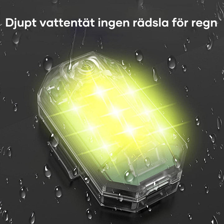 Trådlöst LED-stroboskopljus, hög ljusstyrka, mångfärgat, vattentåligt design för utomhusbruk. Perfekt för kvällsäventyr.