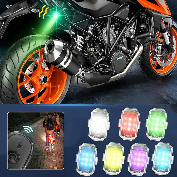 Trådlöst LED-stroboskopljus, hög ljusstyrka, mångfärgat, vattentåligt design för utomhusbruk. Perfekt för kvällsäventyr.