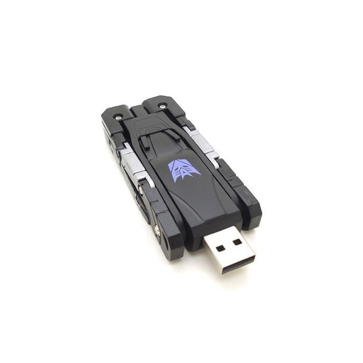 "Transformer USB-minne i lejonform med svart stilren design, unikt för gadgets och datalagring. Perfekt för Transformer-fans.