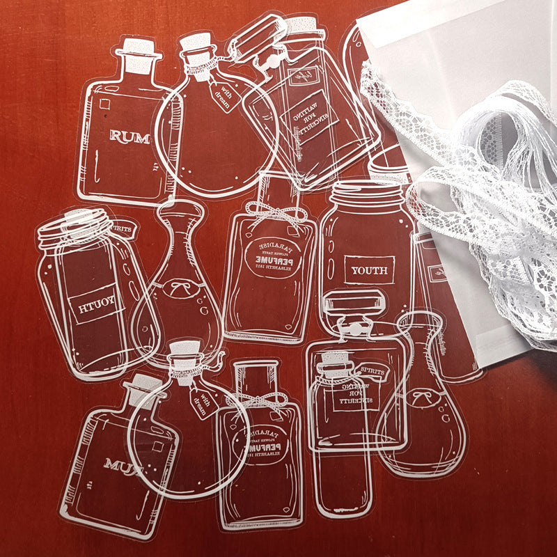 "Transparent bokmärke med torkade blommor, handgjord, elegant design, tunt och hållbart; perfekt för bokälskare."