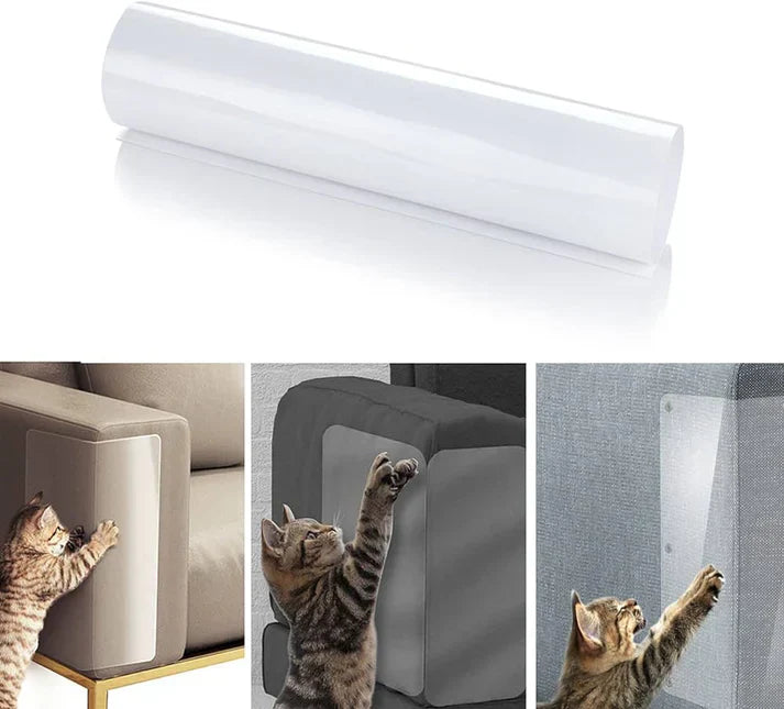 Skydda soffan med osynligt möbelskydd för katt. Självhäftande klösskydd bevarar möbelns utseende och funktion.
