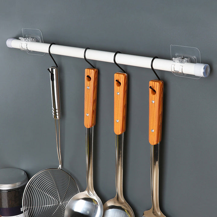 Transparent självhäftande klämma för gardinstång, flexibel och stark, klar plastdesign, enkel installation, inga verktyg.