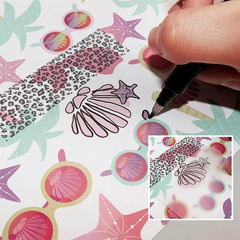 "Transparenta anteckningslappar för märkning av text, perfekt för skola och kontor. Halvtransparent och vattenbeständig."