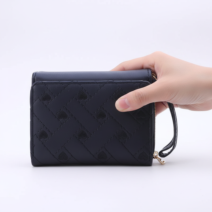 Damplånbok TrendyPouch: Elegant broderad, tredelad design i PU-läder med gott om kortfack.