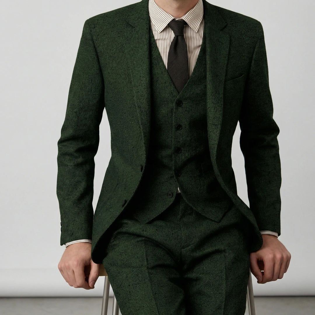 Elegant mörkbrun herr slim fit kostym tredelad. Perfekt för business, formella tillställningar och fest.