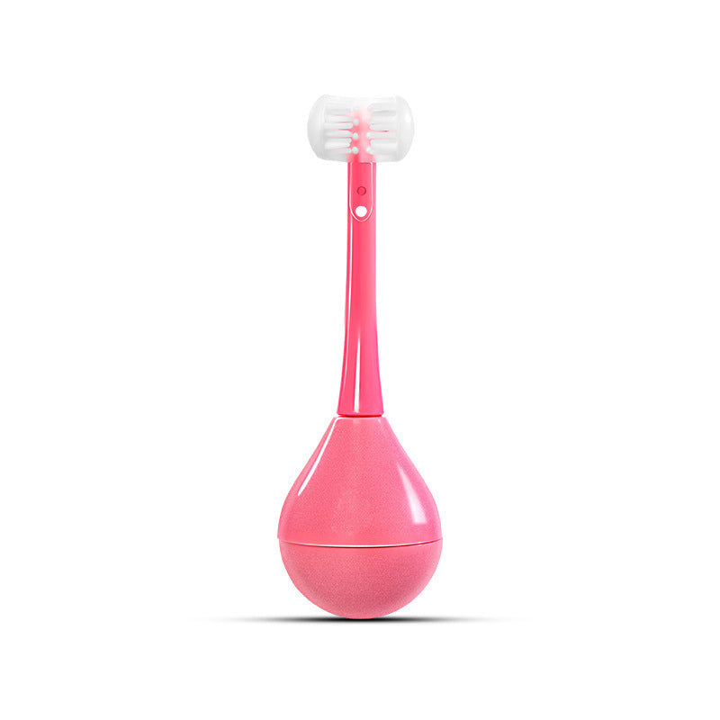 "Trehuvad barntandborste i blå och rosa med rolig design, effektiv för tandvård, barnvänlig och skonsam mot tandkött."