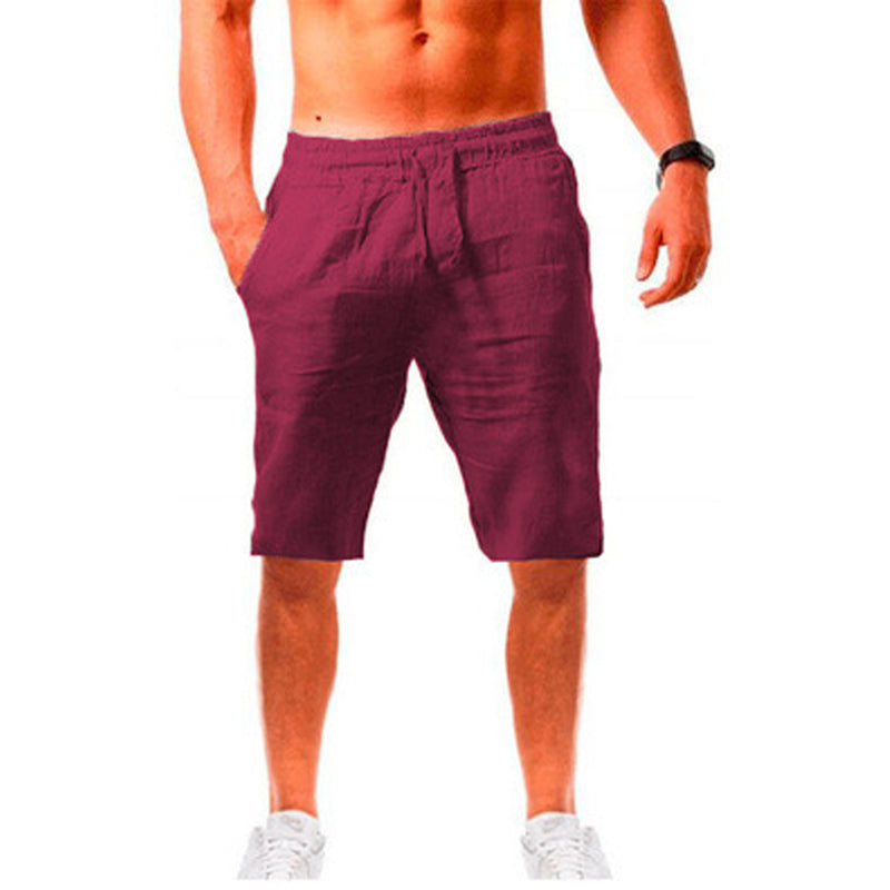 Trendig herrshorts i mjuk bomull, färger vit, khaki, mellanmörk blå. Avslappnad passform, fempunktsnitt, midjeskärning.