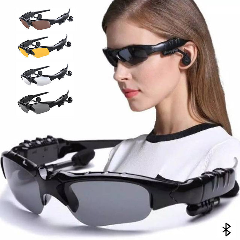 "Trendiga Bluetooth-solglasögon med hörlurar, polariserade linser och vikbar design för utomhusbruk."