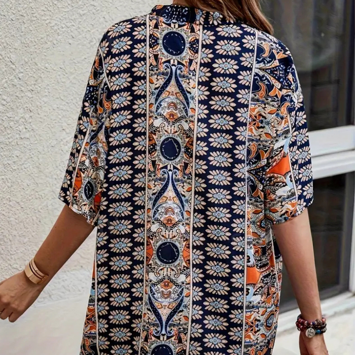Bekvämt blått kimono shorts set för damer, perfekt sommarset för semester och strand. Avslappnat mode.