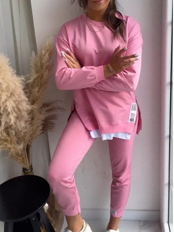 Bekvämt dam sweatsuit i grått, perfekt för fritiden med rymlig passform och modernt snitt.