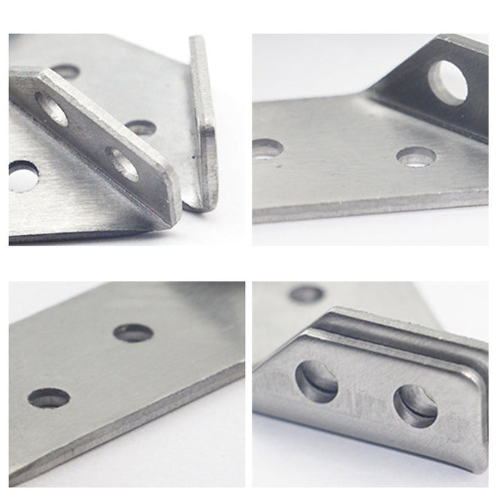 "Triangulärt rostfritt stålstöd, silverfinish, robust och korrosionsbeständig design för strukturellt stöd och hållbarhet."