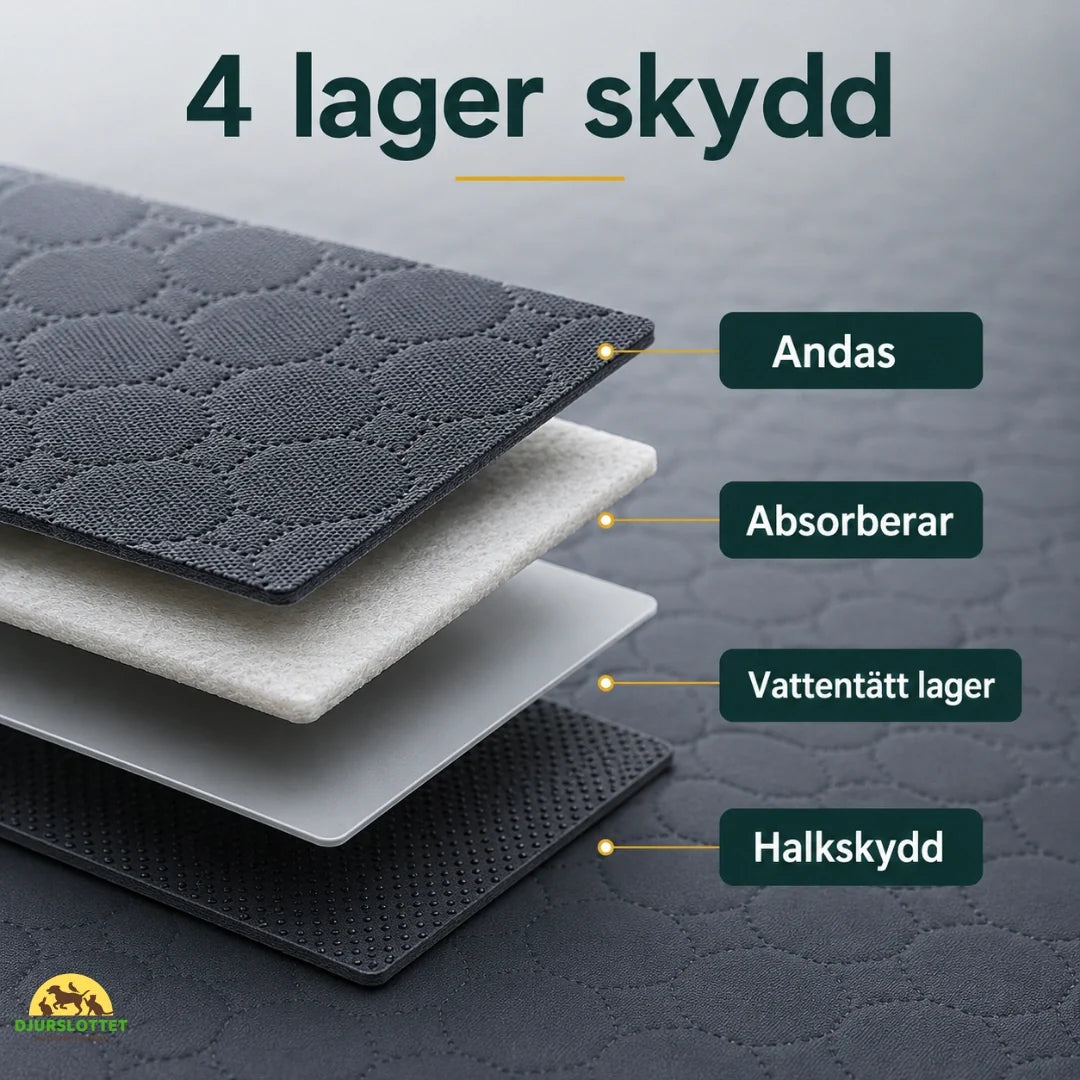 Praktisk golvskyddsmatta för valpar. Tvättbar och luktfri kissmatta som håller tassar torra.