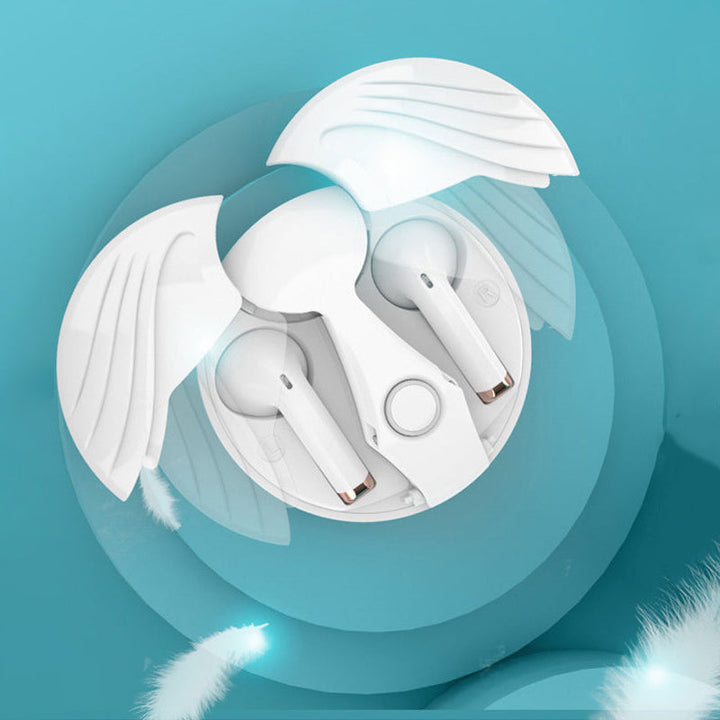 "TWS trådlösa Bluetooth-hörlurar IPX5 i vit och svart, modern design, elegant och vattentät för alla aktiviteter."