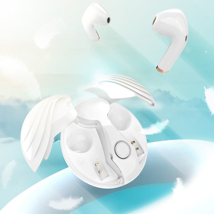 "TWS trådlösa Bluetooth-hörlurar IPX5 i vit och svart, modern design, elegant och vattentät för alla aktiviteter."